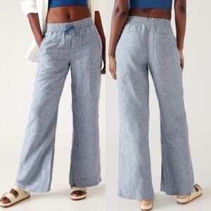Athleta retreat wide linen pants large tall NWT